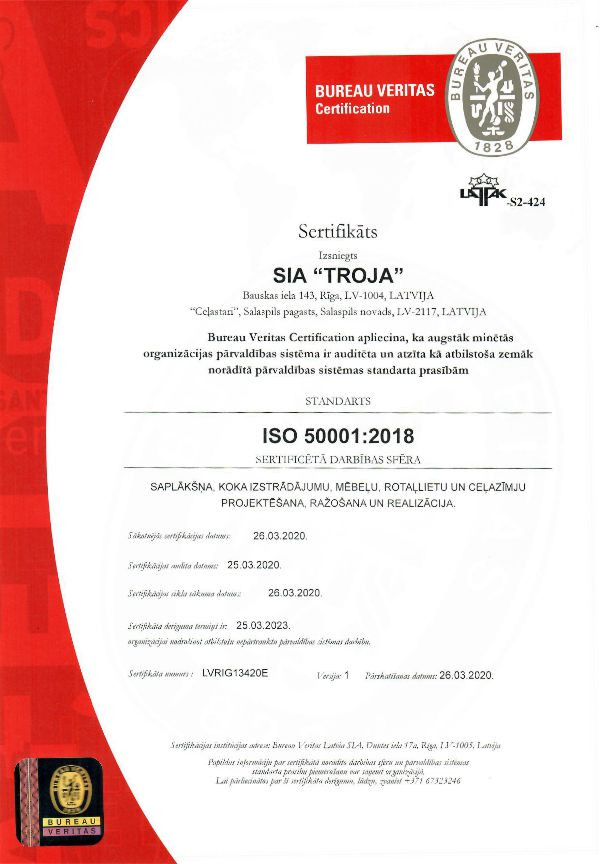ISO 50001:2008 certificate